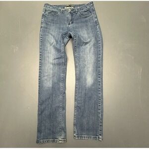 Prana Jeans Women's Size 4 Blue Straight Leg Faded Denim Casual Plaid Lined